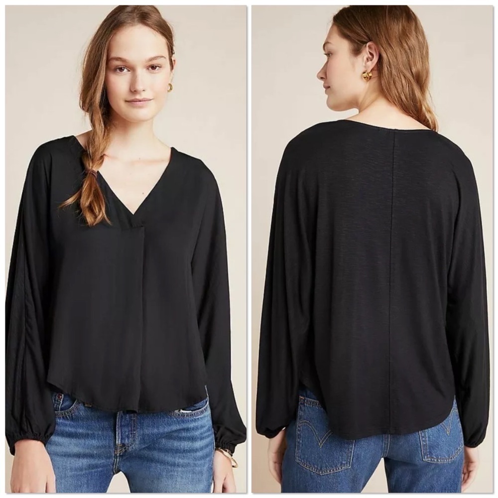 Anthropologie Dolan Contessa black v-neck blouse S